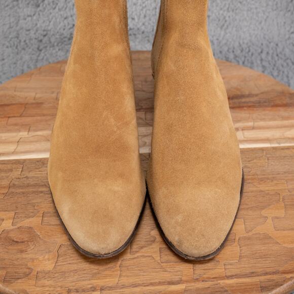 Zara Mustard Suede Cuban Boots Western Style Sz 38 7.5 Ankle Bootie - Picture 3 of 8